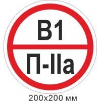 Знак противопожарный пластиковая табличка 200х200 мм. Знак категории помещения - В1